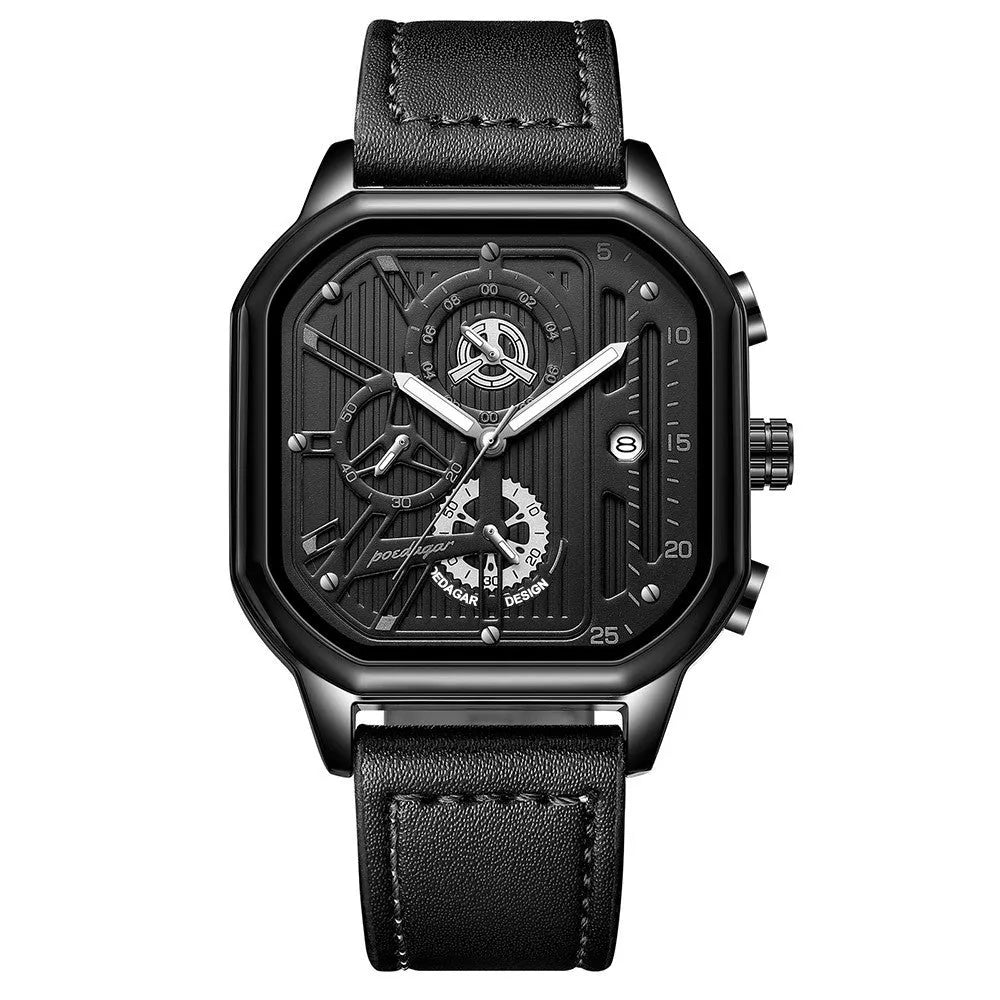 Men's sports watch with 8mm case in multiple colour options including black shell gold nail