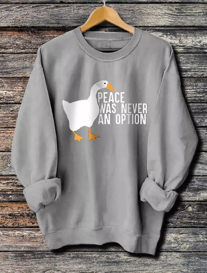 Women's long sleeved printed hoodie in grey, black, khaki, and brown