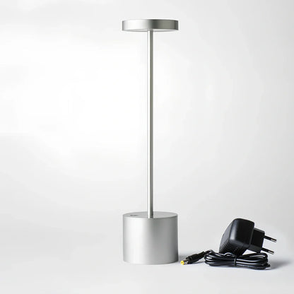 LED rechargeable touch night light in aluminium construction with touch dimming control