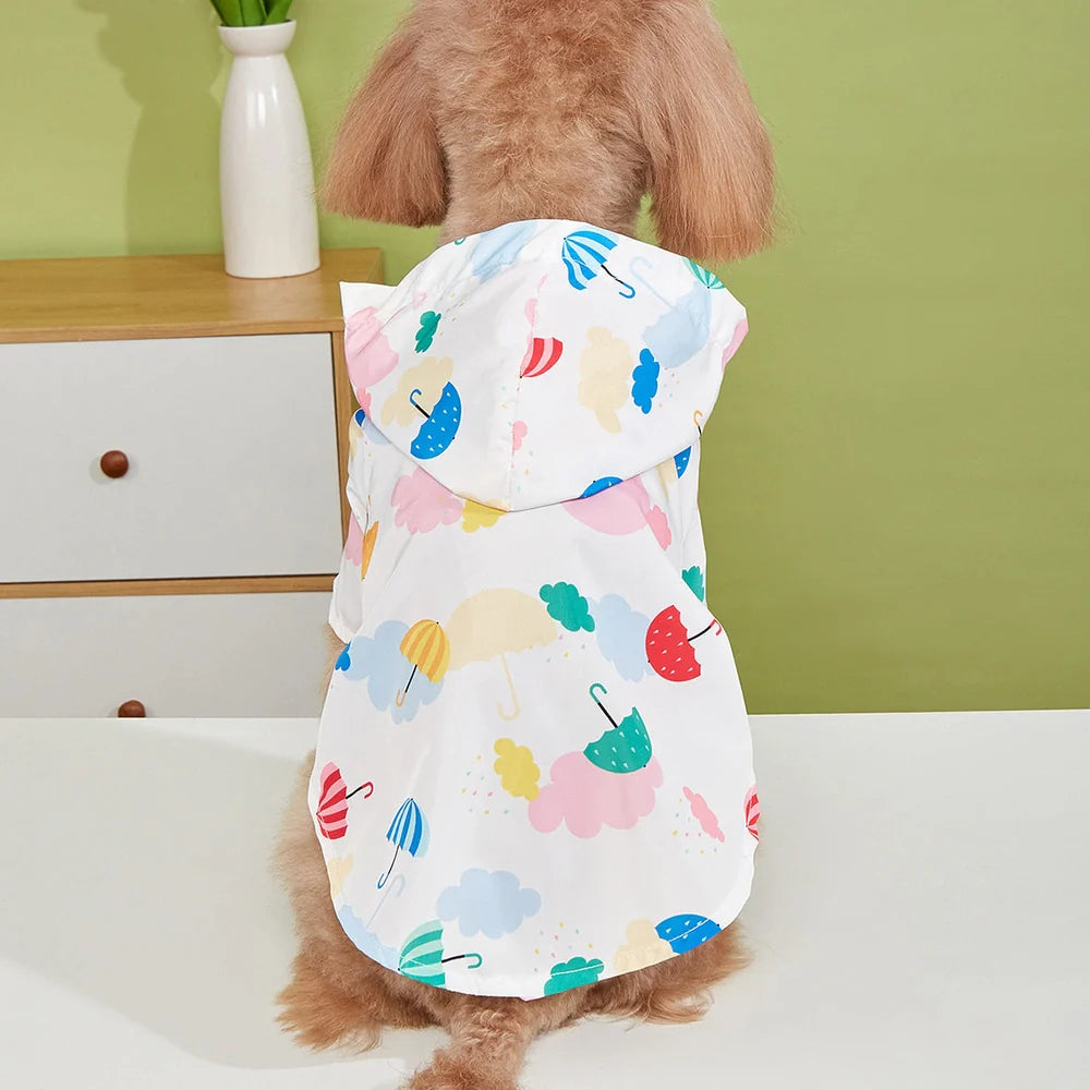 Cartoon umbrella pattern waterproof raincoat for dogs and cats in bright colours