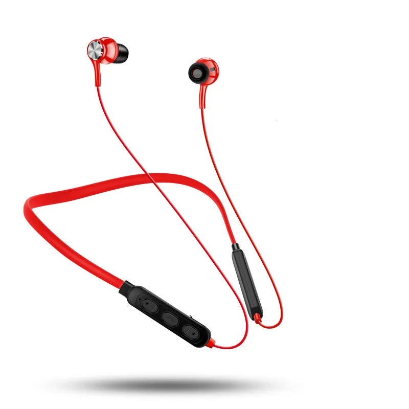 G03 neckband sports Bluetooth earphones in red, black, or white with neck-hanging design for workouts