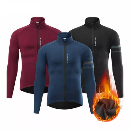 Men's outdoor fleece cycling jacket for mountain sports in dark blue, dark red, or black