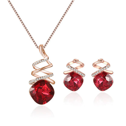 Women's alloy bridal jewellery set with adjustable water wave chain necklace and matching earrings