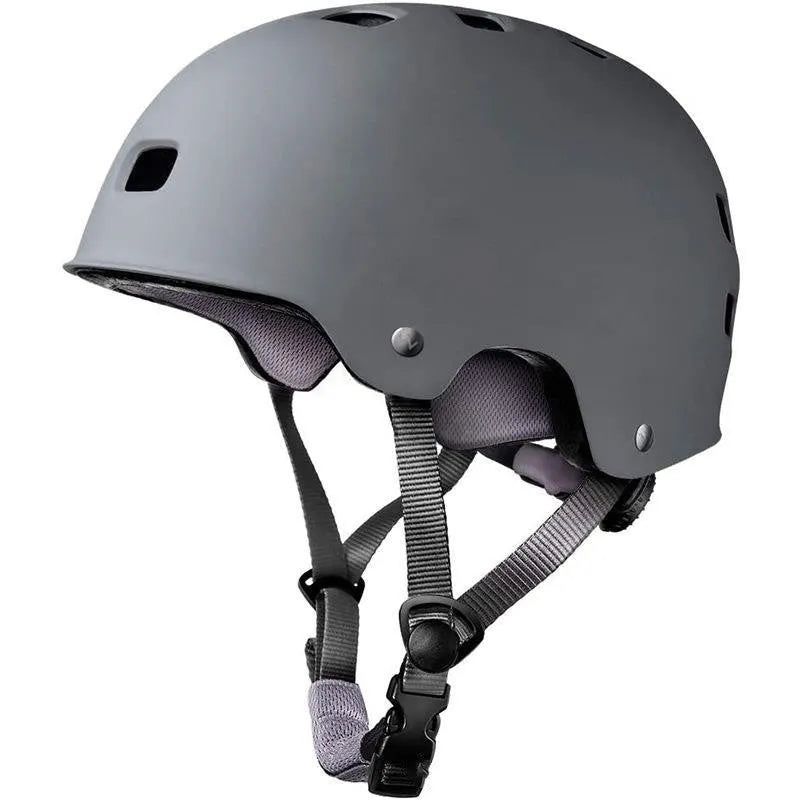 Children's skateboarding helmet in solid colour with ABS shell, shown in size S, M, and L.