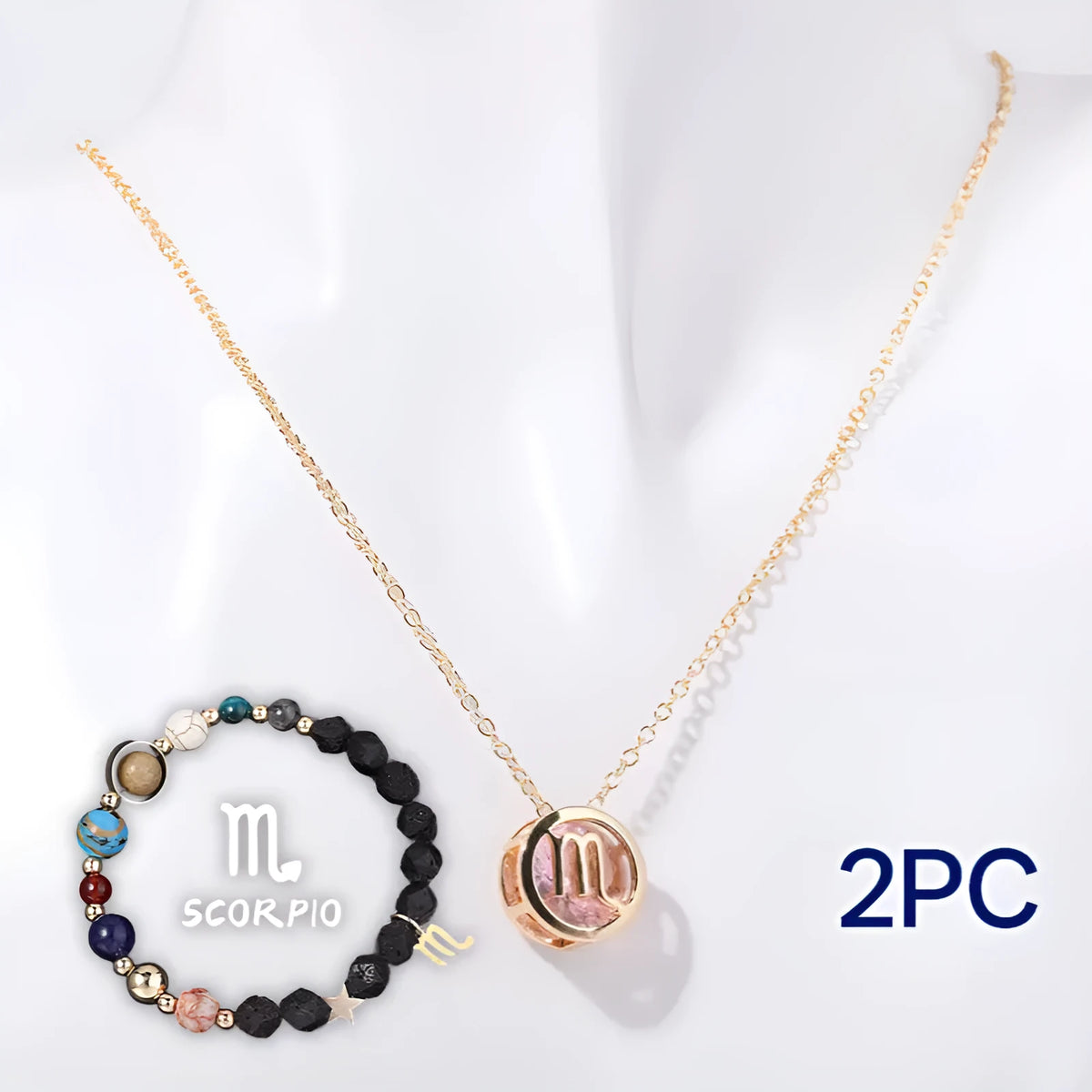 Natural stone beaded necklace and matching bracelet jewellery set with semi-precious gemstones