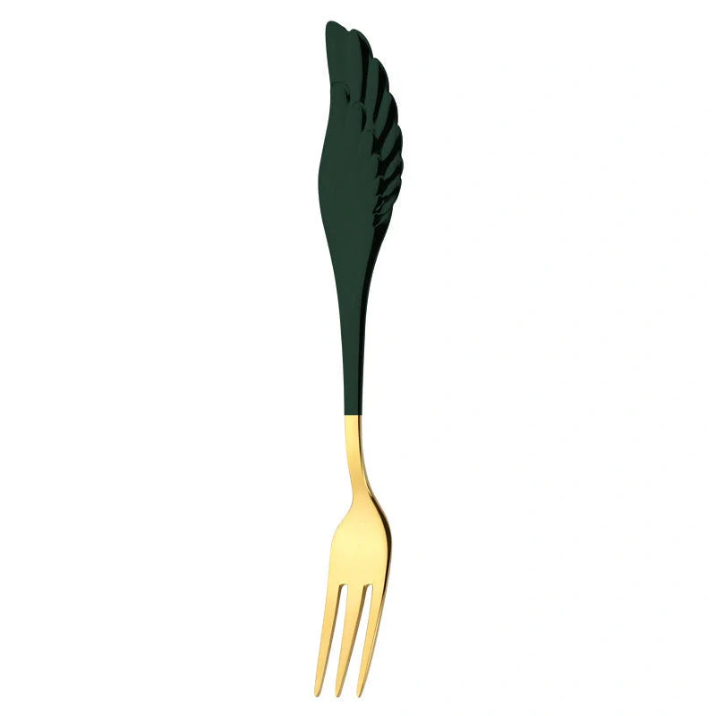 304 stainless steel angel wing spoon and fork set in various colors