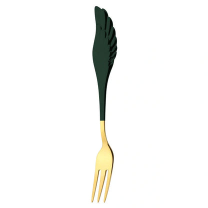 304 stainless steel angel wing spoon and fork set in various colors