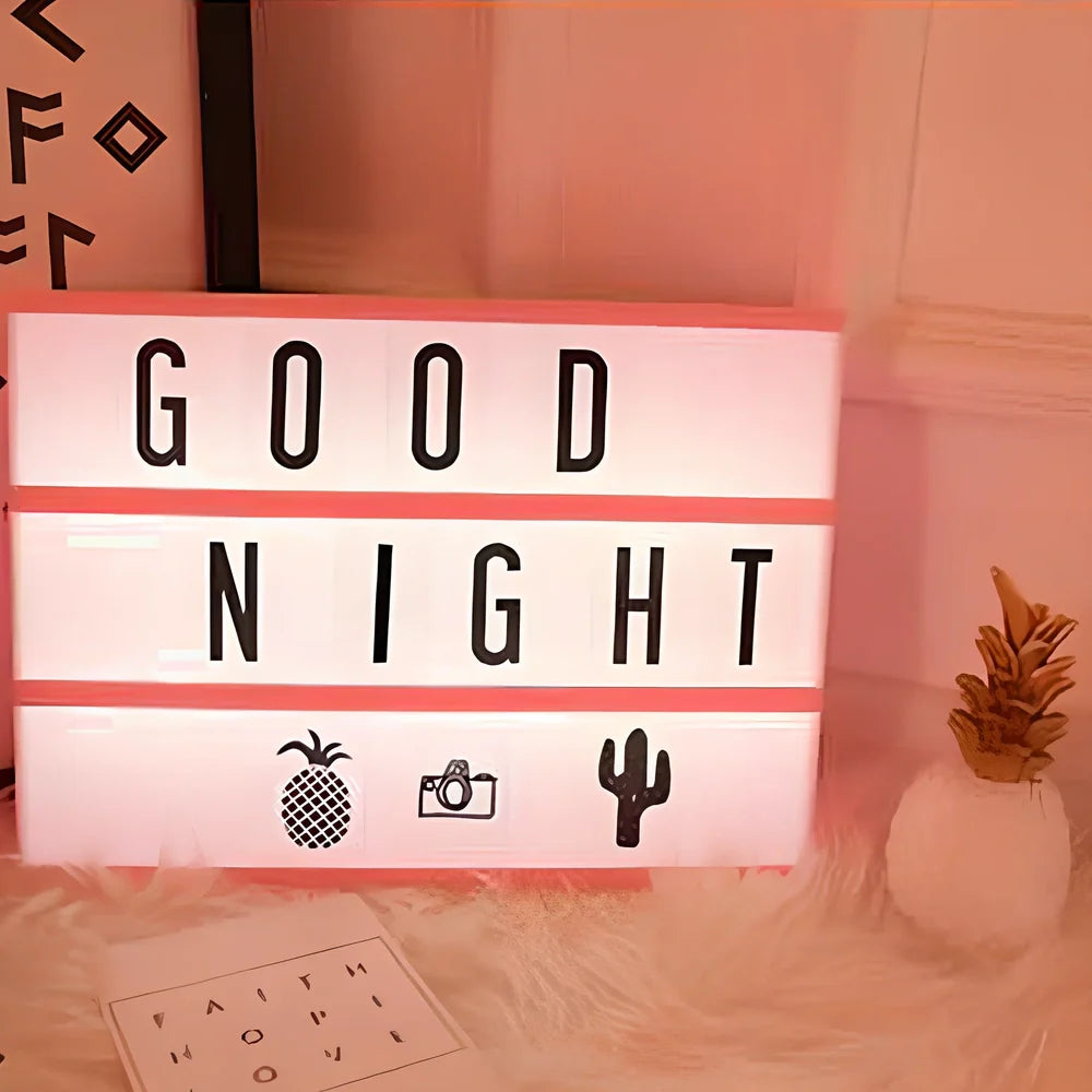 LED letter light box displaying custom message with 2700 lumen brightness