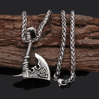 Men's stainless steel axe pendant necklace with orchid chain, stylish and durable jewelry