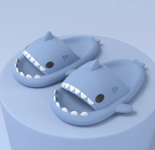 Cozy cartoon shark-themed slippers with anti-slip sole for indoor and outdoor wear