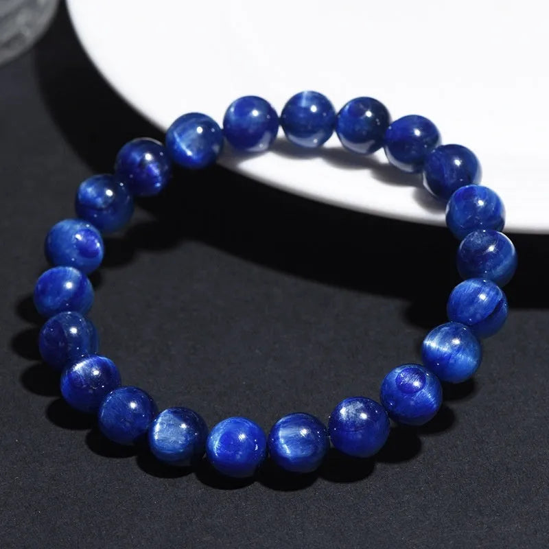 Blue crystal geometric bracelet with Ruyi elements, grade 7A material, polished finish