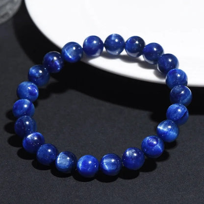 Blue crystal geometric bracelet with Ruyi elements, grade 7A material, polished finish