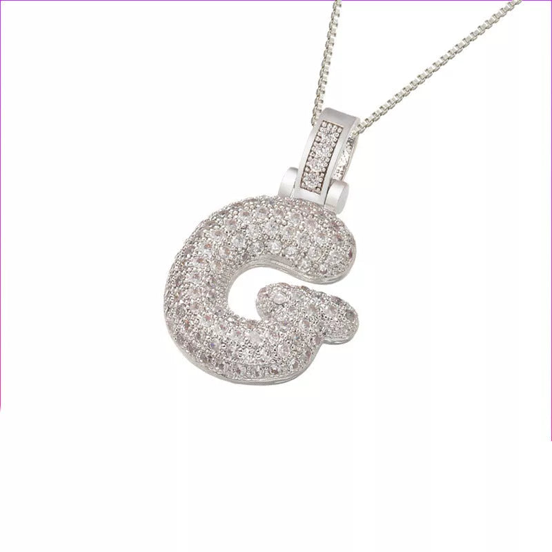 Copper Micro Inlaid Zircon Letter Pendant Necklace with customizable alphabet options