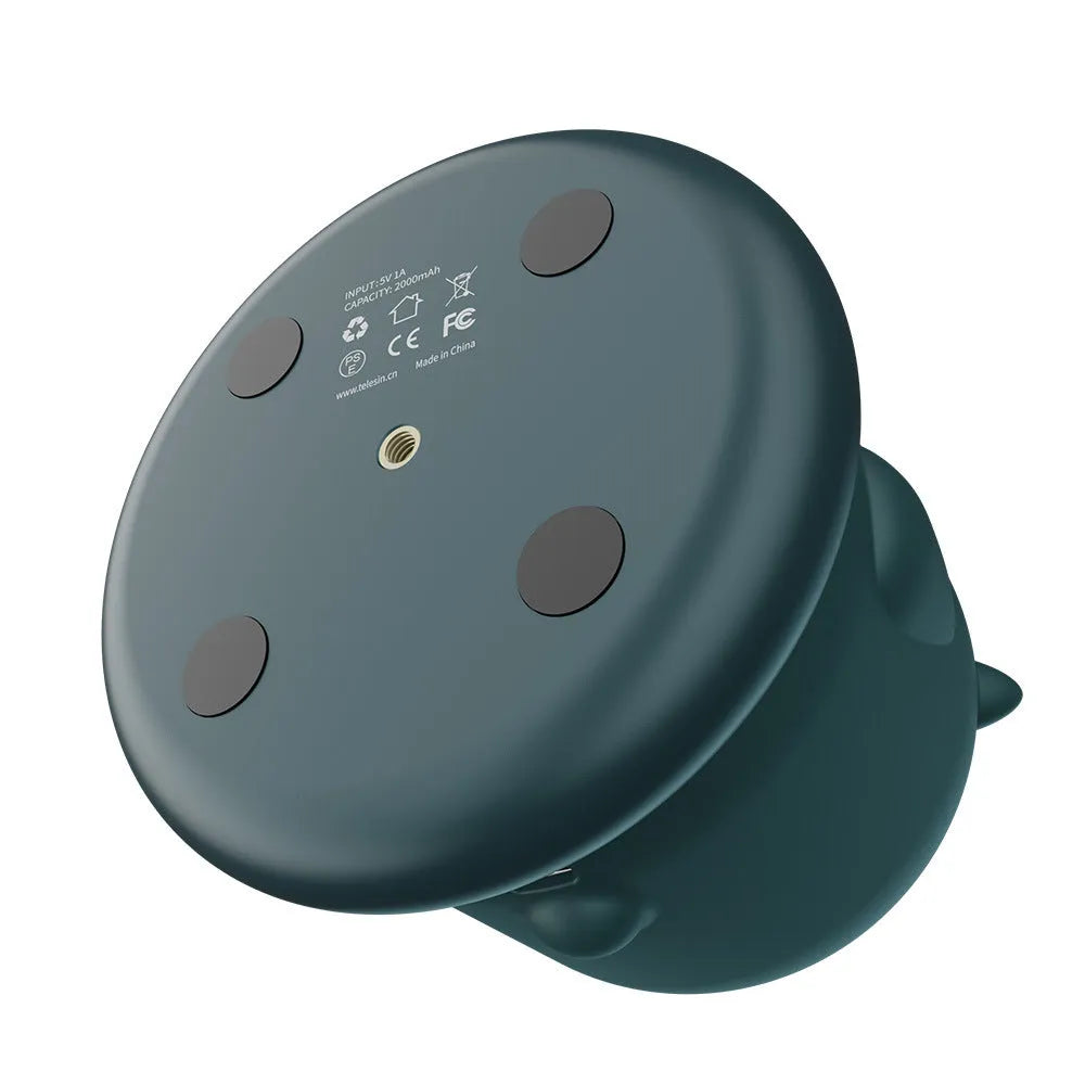 360 rotation intelligent follow-up gimbal with AI face recognition, dark green colour, showing built-in camera and 1/4 adapter