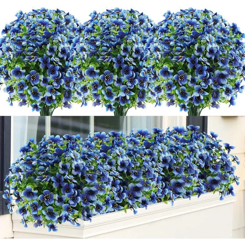 Artificial eucalyptus violet flower stem in plastic, available in seven colours for home and wedding decor