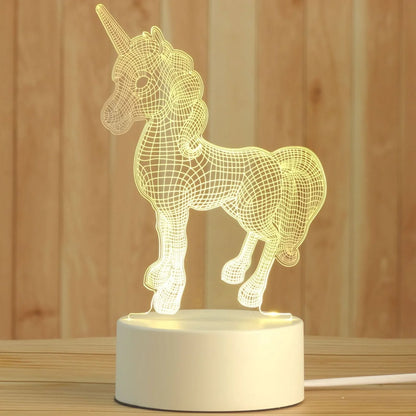 Creative USB bedside night light with acrylic castle scene, 20x17.5cm size, touch control for three light modes