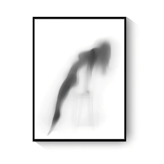 Black and white abstract canvas wall art with frameless rectangular design showing textured oil canvas surface