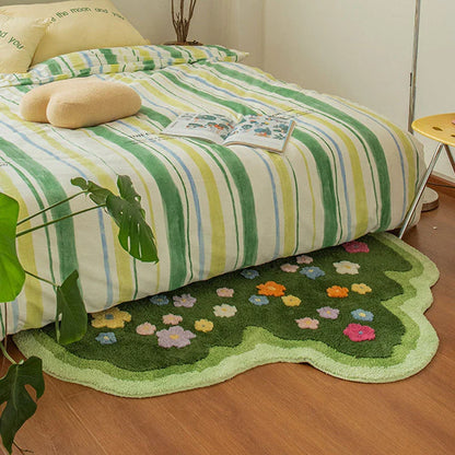 Stylish plush area rug with floral pattern, available in two sizes for living room, bedroom, or entryway