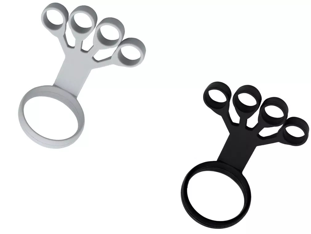 Silicone Wrist Tensioner for finger and wrist strength exercises in black, gray, and sapphire blue