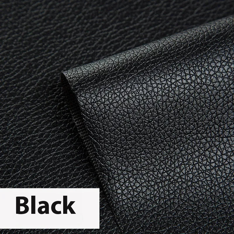 Self-adhesive leather repair patch 50cm x 138cm 0.5mm PVC in black for sofa and car seat
