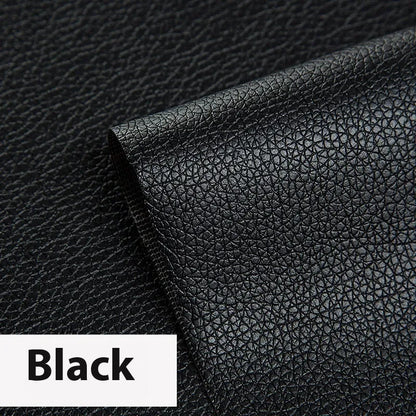 Self-adhesive leather repair patch 50cm x 138cm 0.5mm PVC in black for sofa and car seat