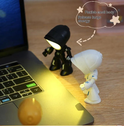 Mini LED Hero Robot Table Lamp with adjustable arms and 360° rotating head in various colors