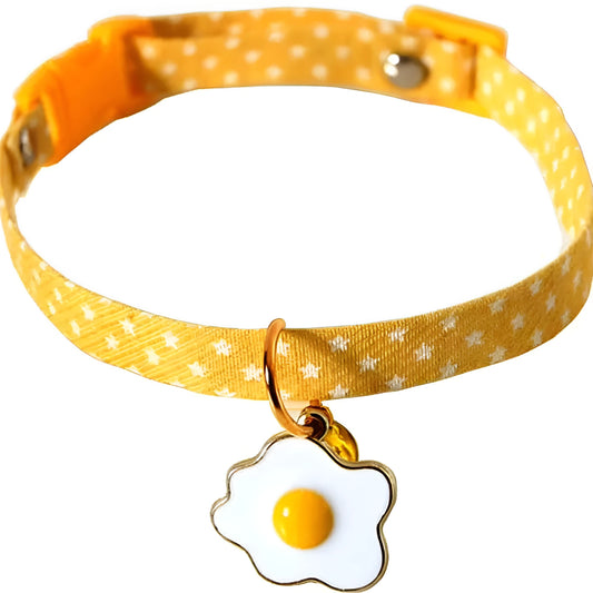 Adjustable small pet collar with bell pendant and bow tie decoration in green, pink or yellow