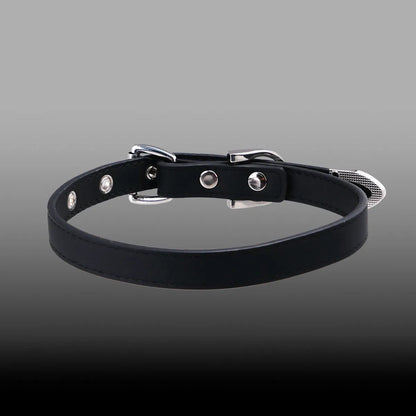 Black geometric cowhide leather collar with alloy pendant and adjustable 41-50cm fit