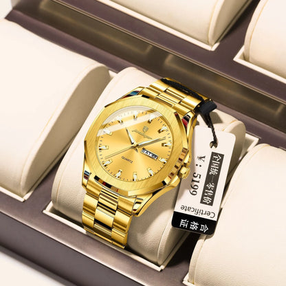 Men's steel strap quartz business watch with 9mm thickness in multiple colour options
