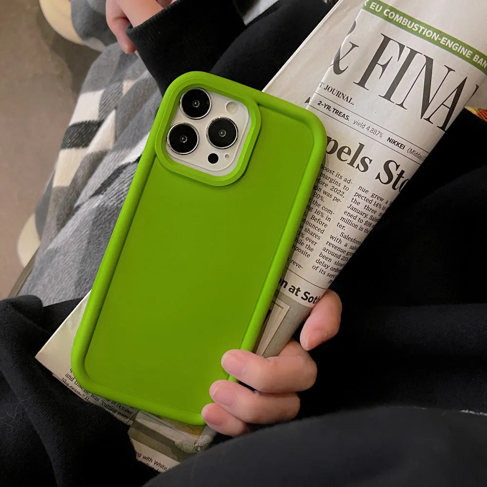 Frosted skin feeling solid colour silicone iPhone case on a phone