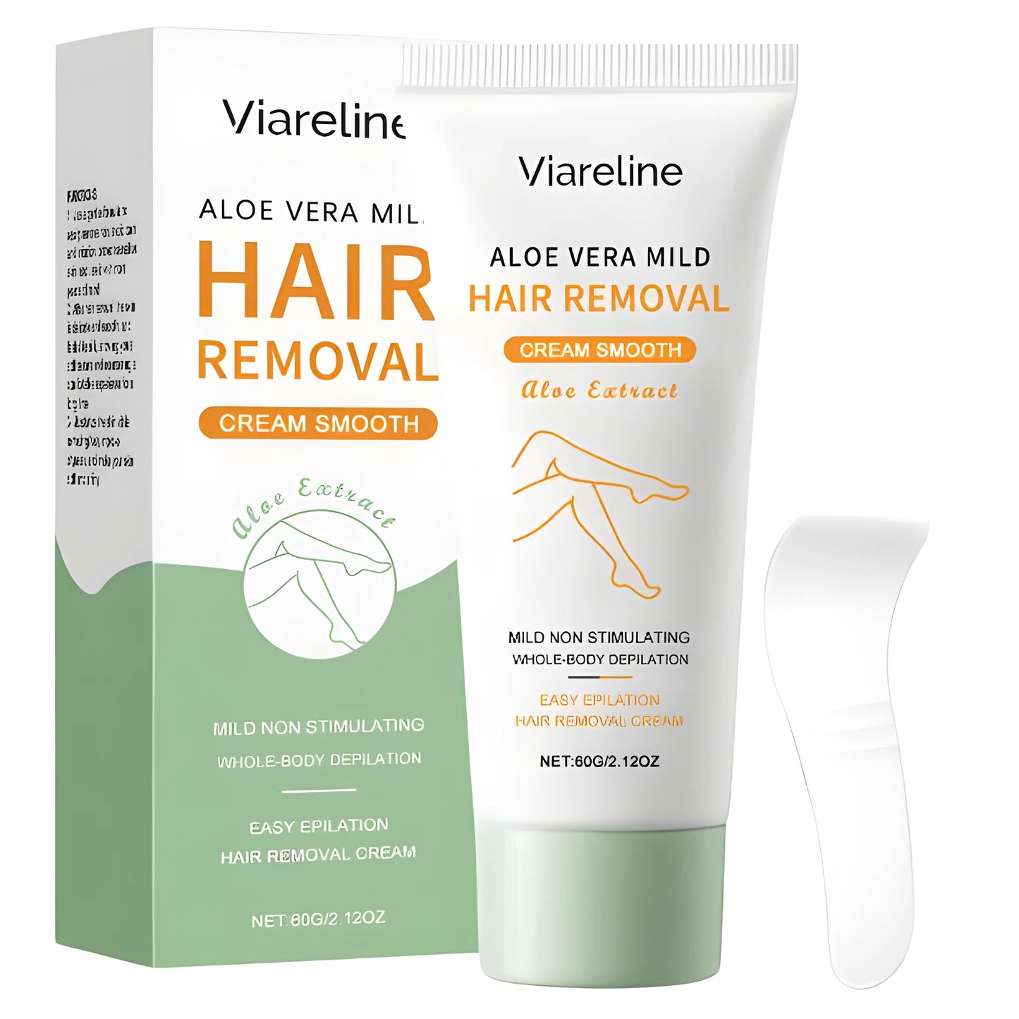 Aloe vera moisturising hair removal cream container with shea butter and witch hazel extract