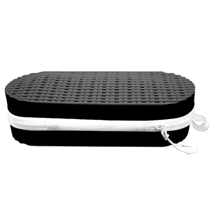 Silicone glasses case with long handle in rose red light purple colour, dimensions 200x80x50mm