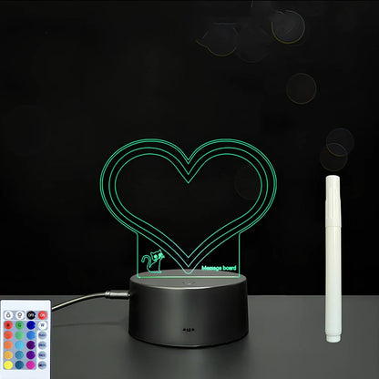 3D acrylic LED message board with touch controls showing illuminated writing on 3.5mm thick surface