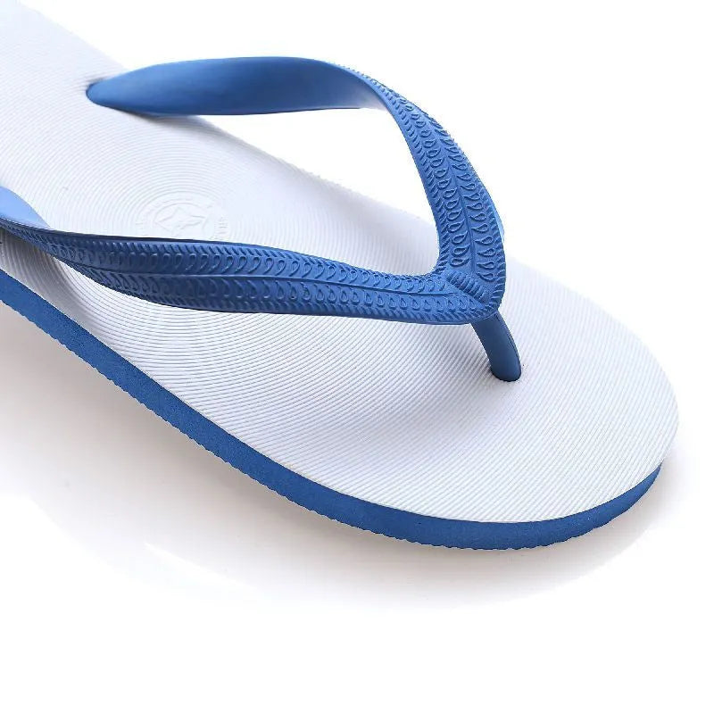 Fish label design rubber beach flip-flops with non-slip soles in four colour options