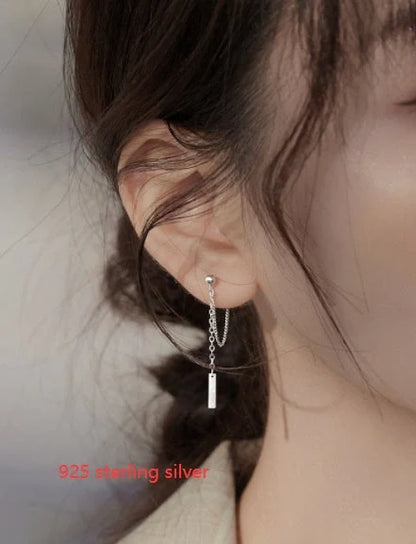 Elegant women's tassel stud earrings in silver, gold, and 925 silver options