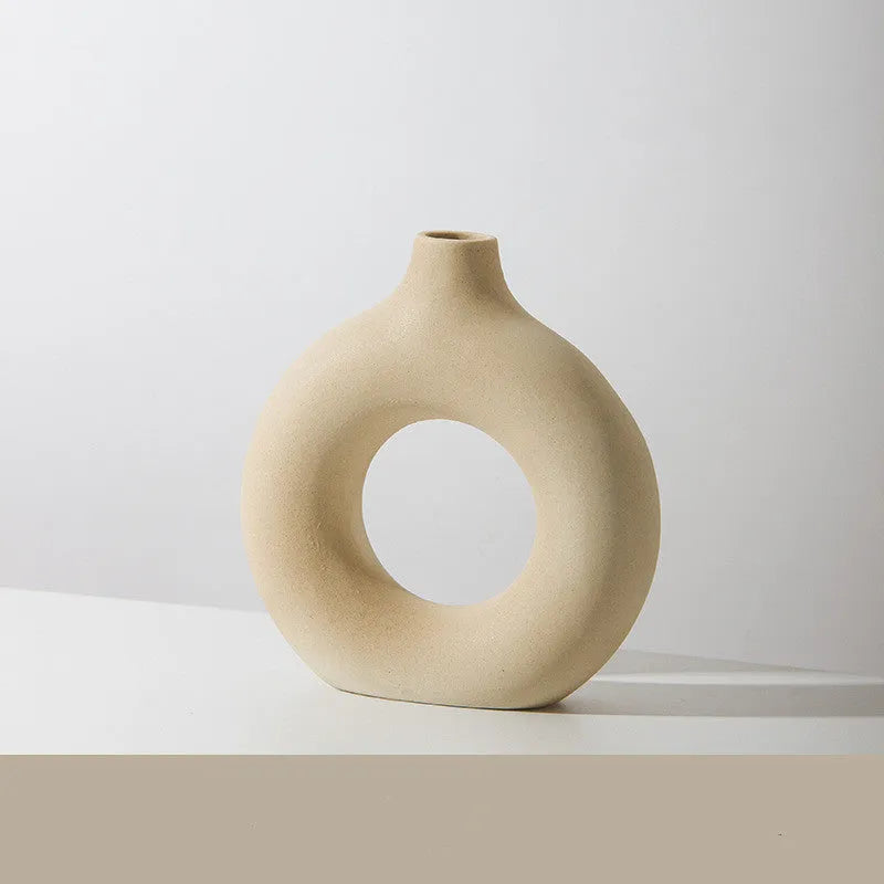 Porcelain biscuit vase with frosted finish in neutral colour option for flower arranging
