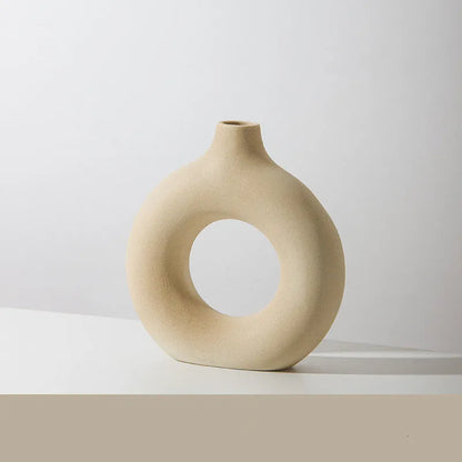 Porcelain biscuit vase with frosted finish in neutral colour option for flower arranging