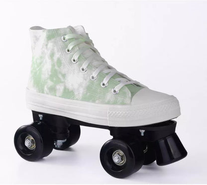 Adult camouflage canvas roller skates with double row PU wheels in various colors