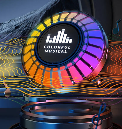 Car aromatherapy RGB light with 24 LEDs showing colour-changing patterns on vehicle air vent