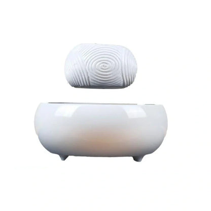 Magnetic levitation potted plant ornament floating bonsai at 15 mm in white stripes, plastic base with 12V power