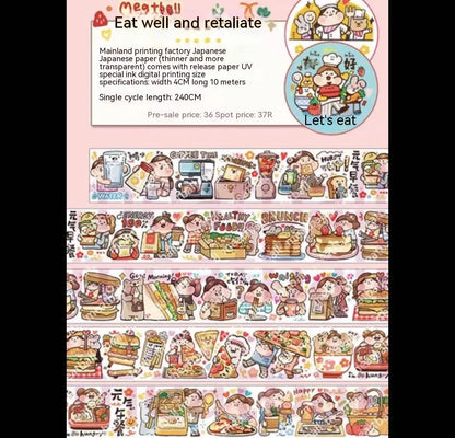 Haemorrhoid tape packaging stickers with cute cartoon characters on Japanese paper, 42 style options