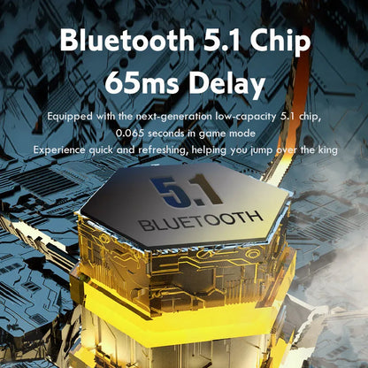 Black wireless Bluetooth gaming headset with noise reduction and low-latency features.