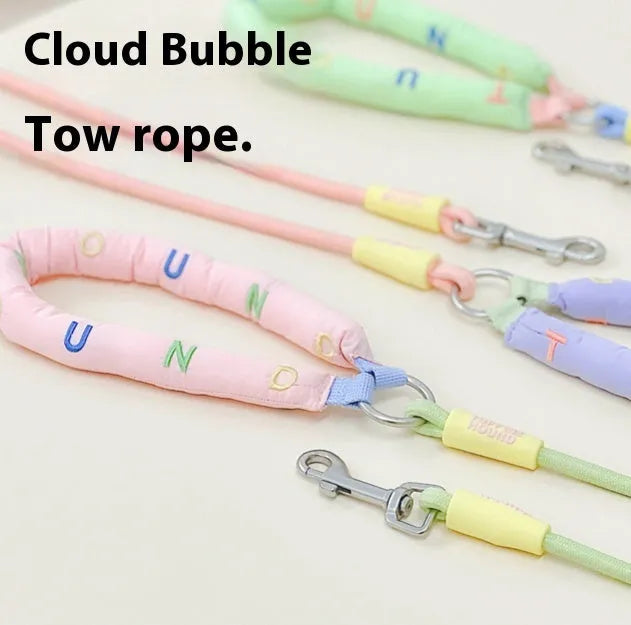 Polyester dog leash 150cm long in pink green purple or raspberry powder with hand holding rope