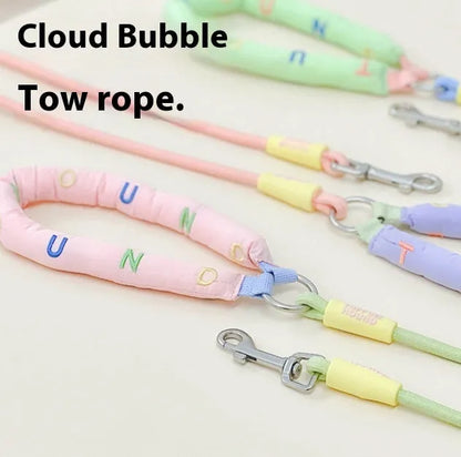 Polyester dog leash 150cm long in pink green purple or raspberry powder with hand holding rope
