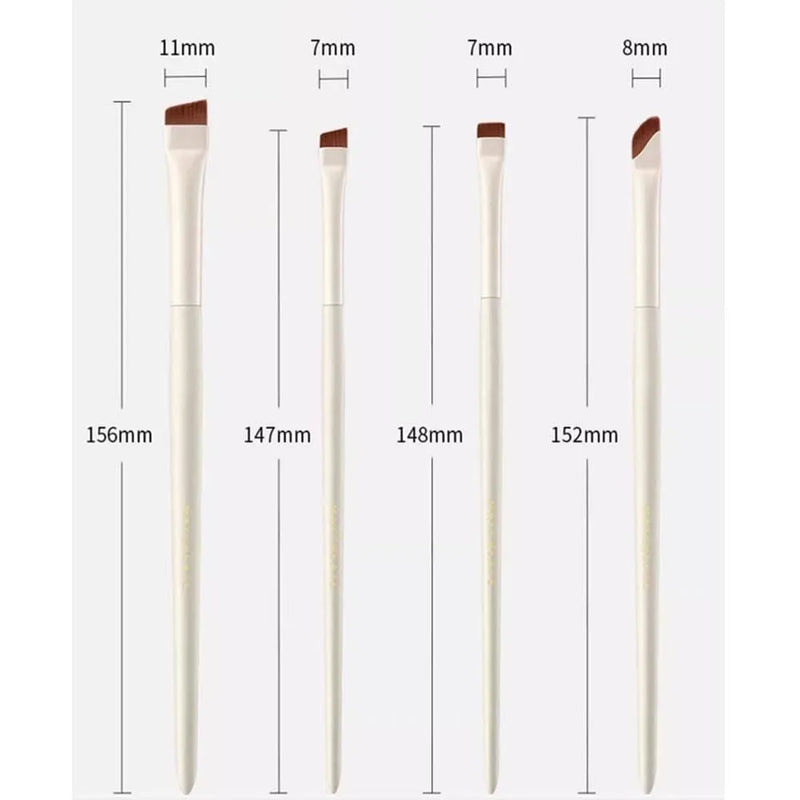 Angled eyeliner brush set 4 piece professional makeup brushes ultra thin precision for gel liner and brows with leather case fine tip angled flat bristles for women beginners liquid cream powder products