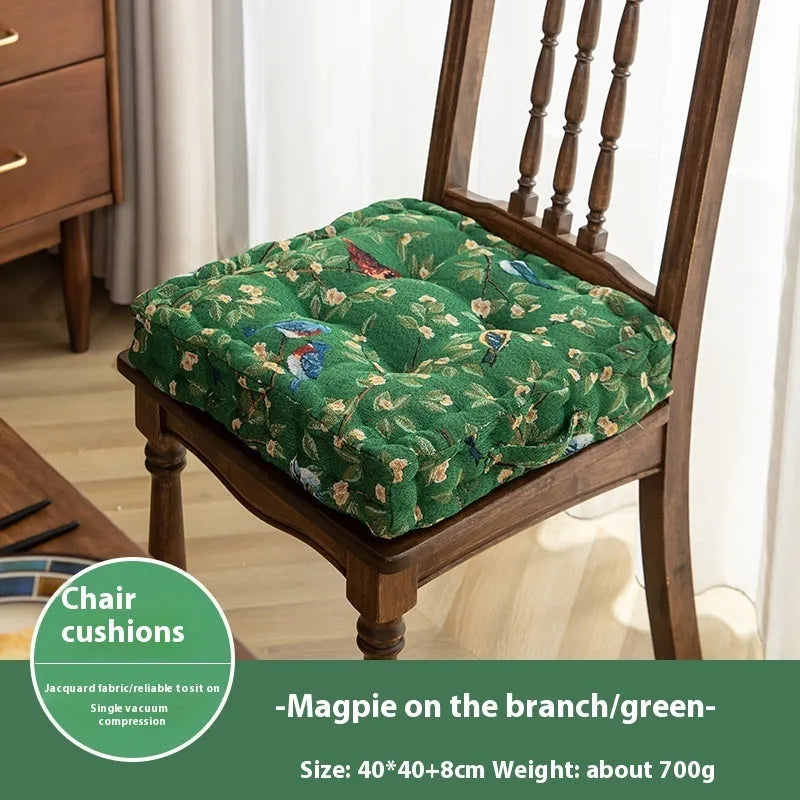 American-style dining chair back cushion with floral pattern, 40cm by 40cm by 8cm dimensions
