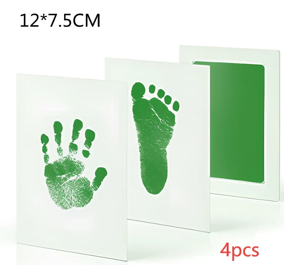Disposable ink baby hand and foot print kit with six colour options and two size formats