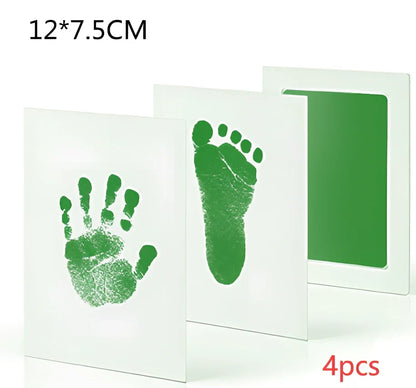 Disposable ink baby hand and foot print kit with six colour options and two size formats