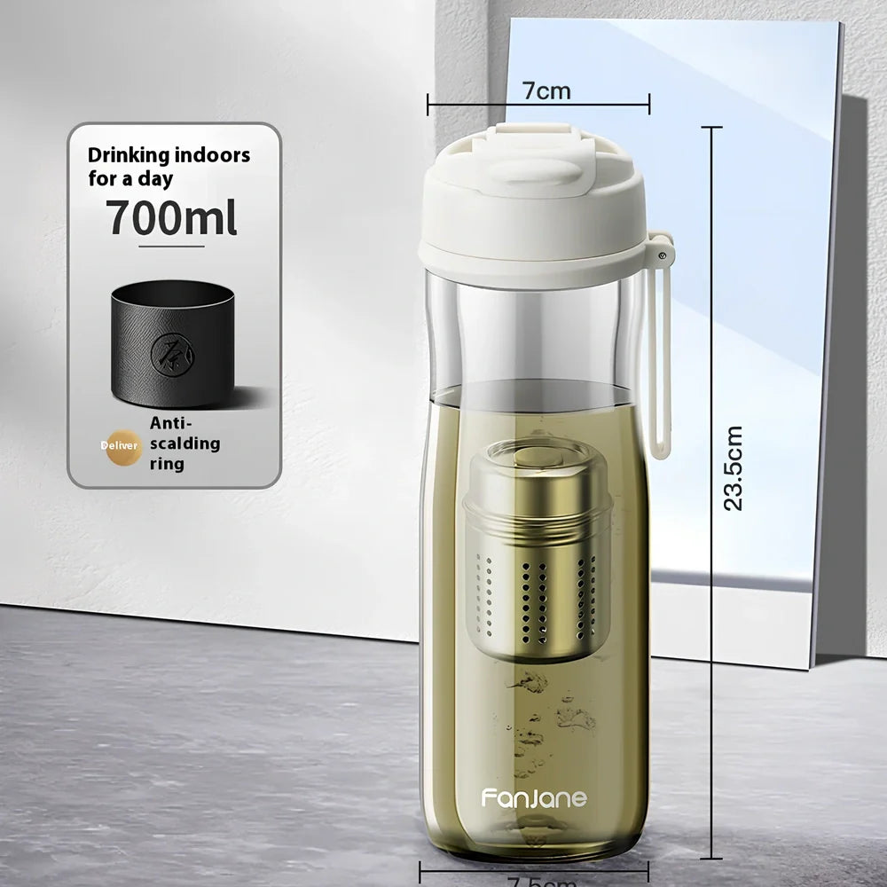 Magnetic bubble tea cup with black Tritan construction and insulated leather ring showing separation mechanism