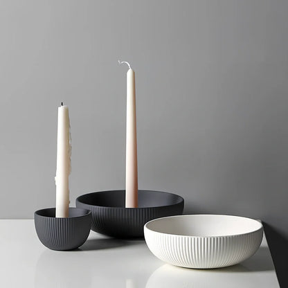 Handmade white porcelain candle tray, 17.5cm square with 6cm height, abstract matte design for holding tea lights